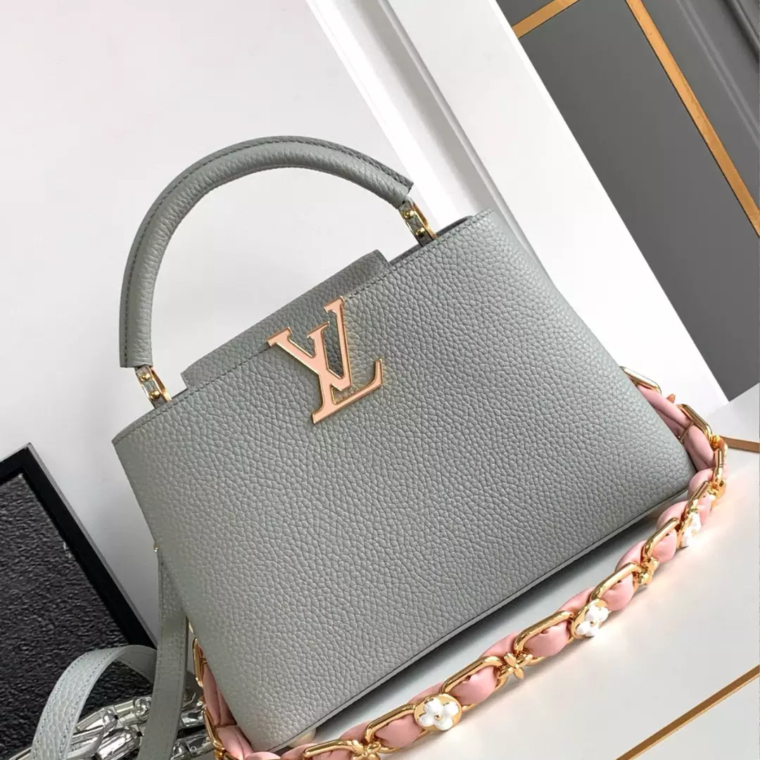 Louis Vuitton LV Capucines BB Like Auth Woman’s Grey Blue Handbags 27x18x9cm