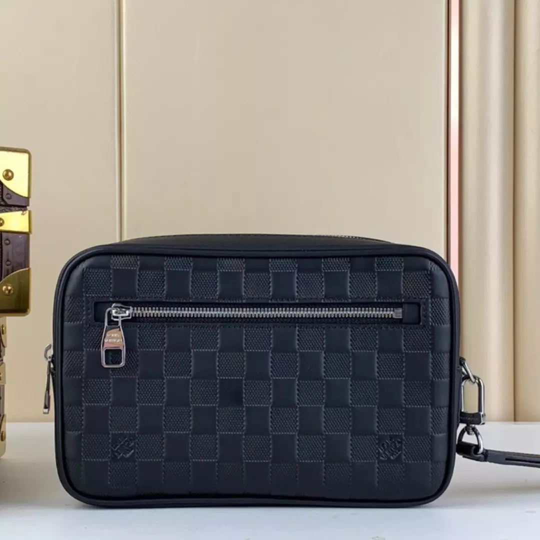 Louis Vuitton LV Clutch Bag Kasai Damier Graphite Black 24cm