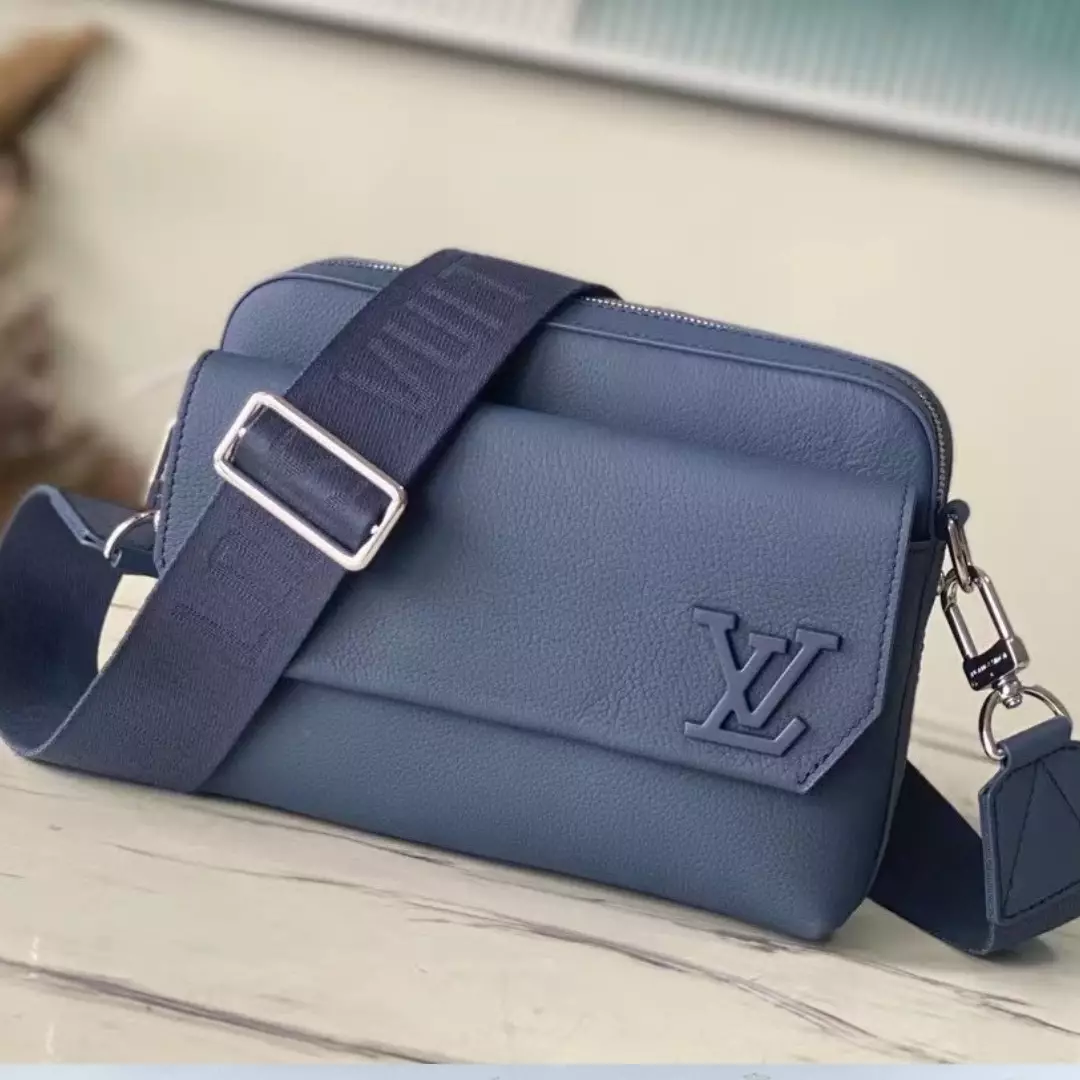 Louis Vuitton LV Fastline Men Handbags Blue 23.5x18x7cm