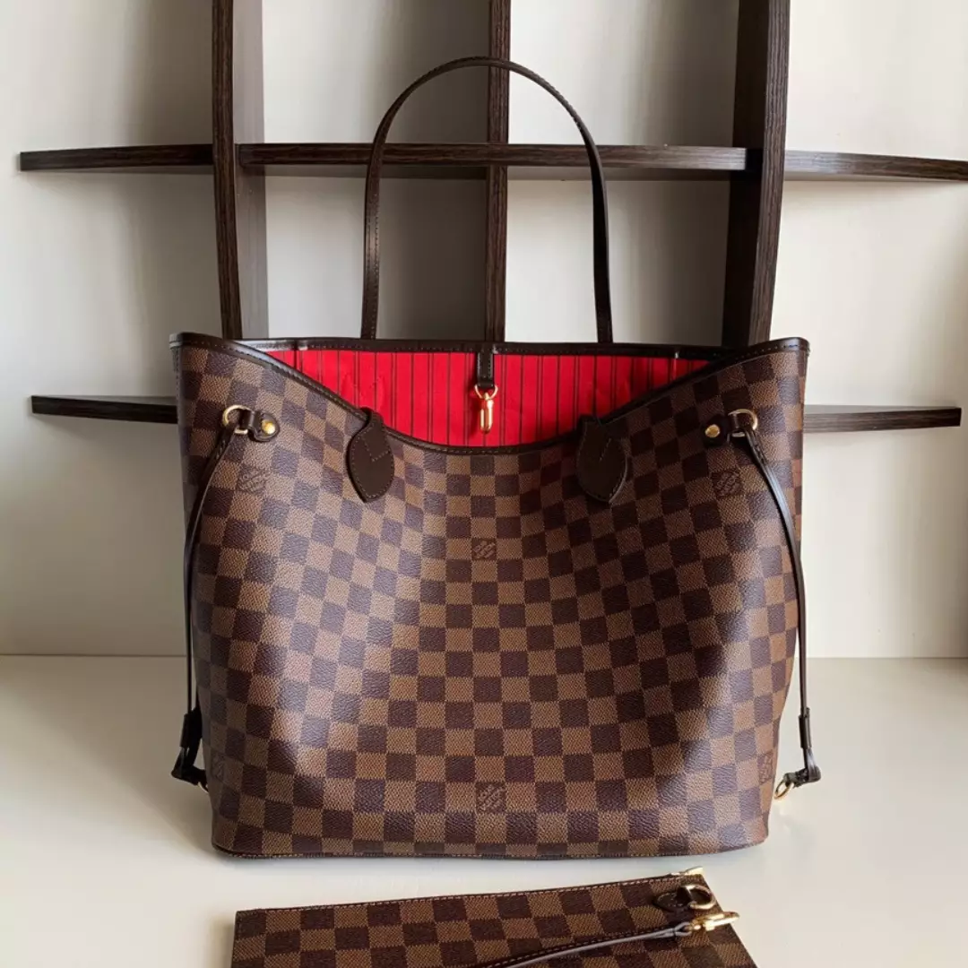 Louis Vuitton LV Neverfull Checkered Pattern Handbags 32x29x17cm
