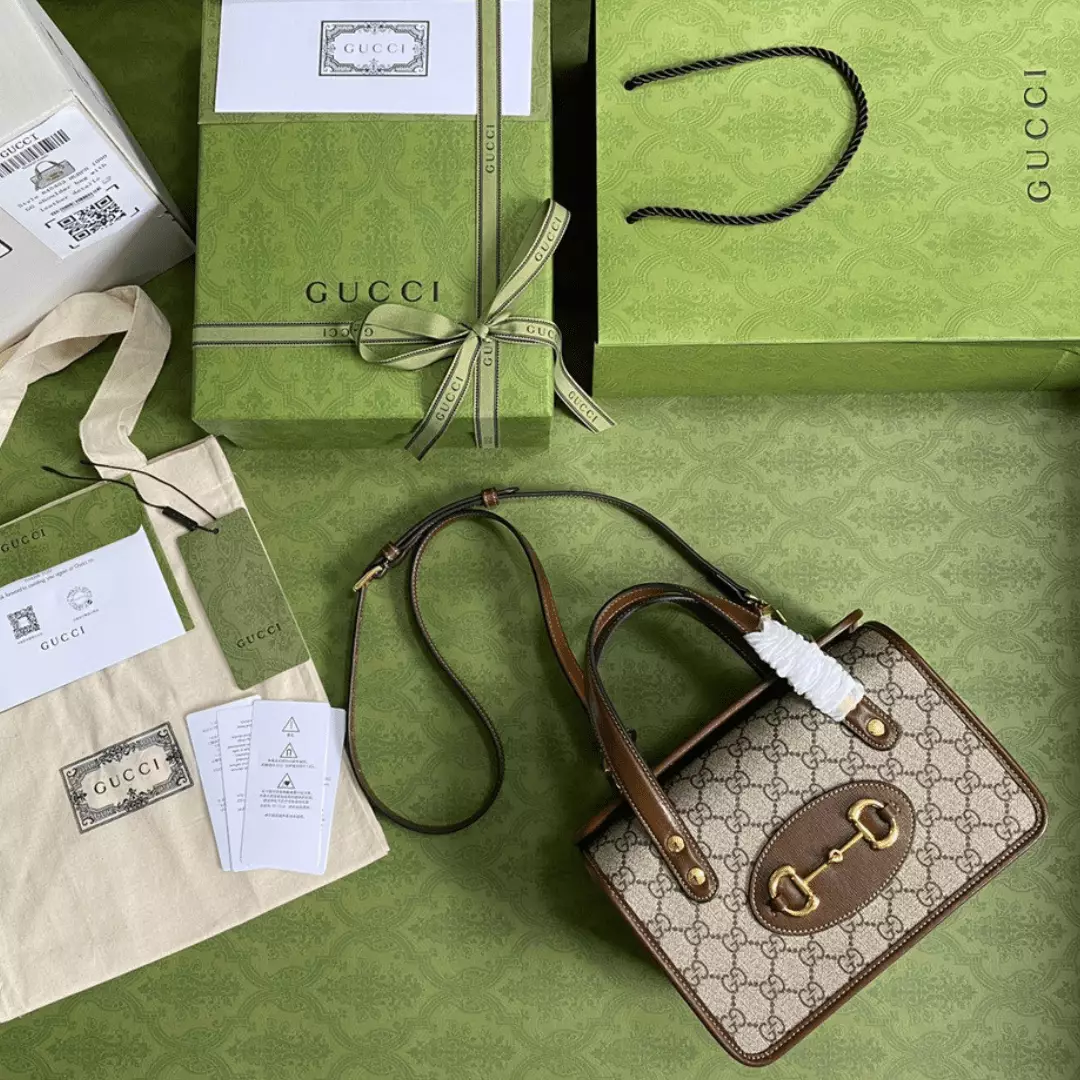 Gucci 1955 Luxury Women’s Handbag with Brown Handle 23x16x12cm