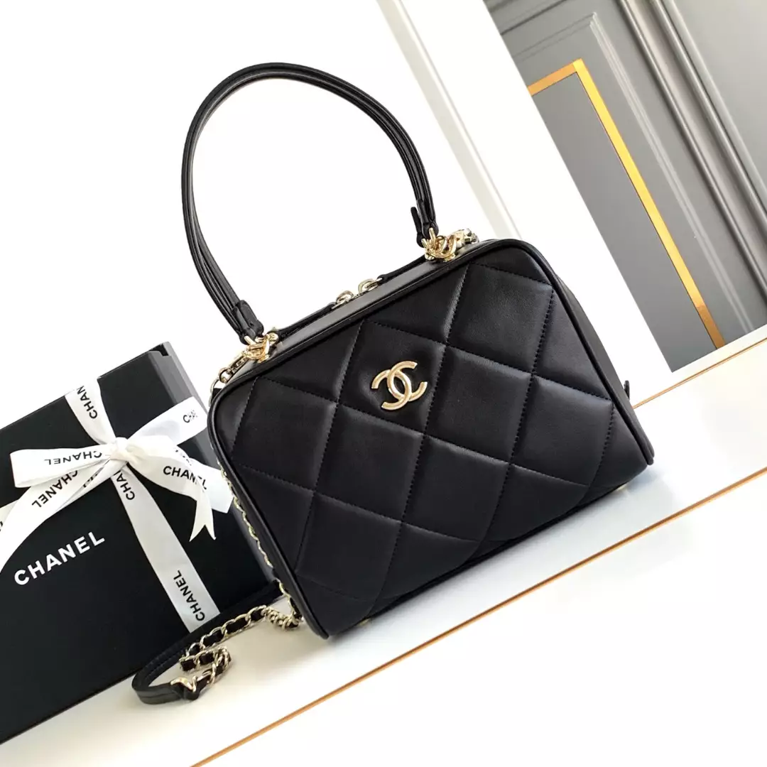 Chanel Black Quilted Lambskin Leather Bag