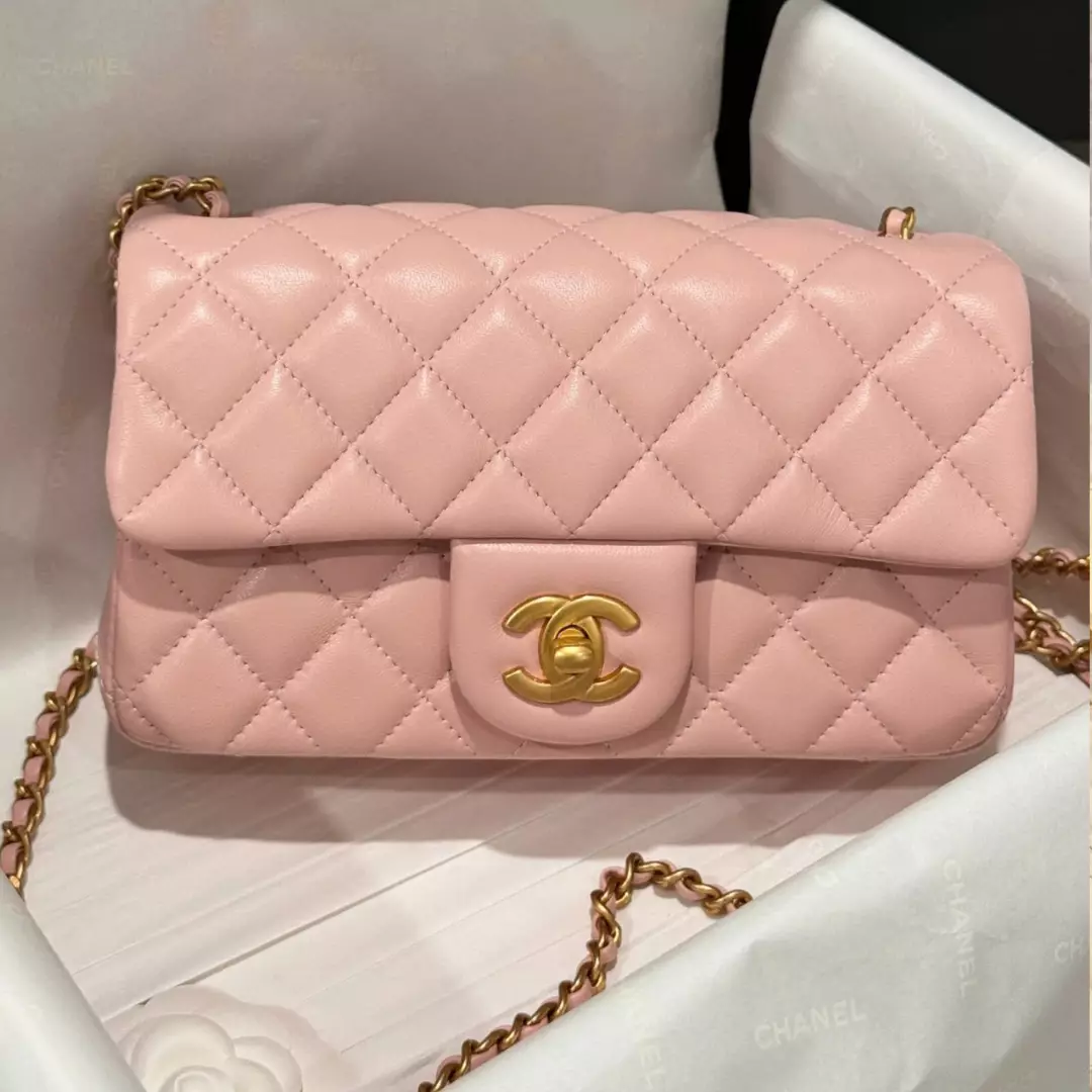 Chanel Classic Bell Bag Handbags Woman’s Like Auth Pink Sheepskin 20cm