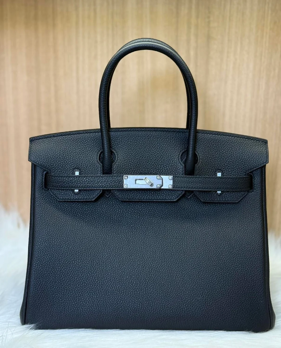 HERMES BIRKIN 25 BLACK TOGO LEATHER WITH PALLADIUM HARDWARE