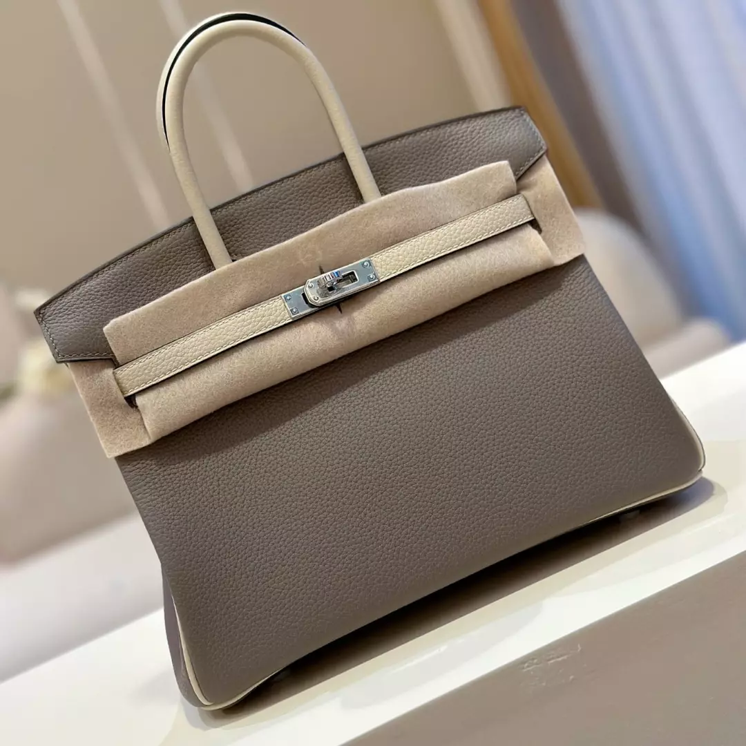 Hermes Birkin 25 Gray/Beige Customize Palladium Hardware