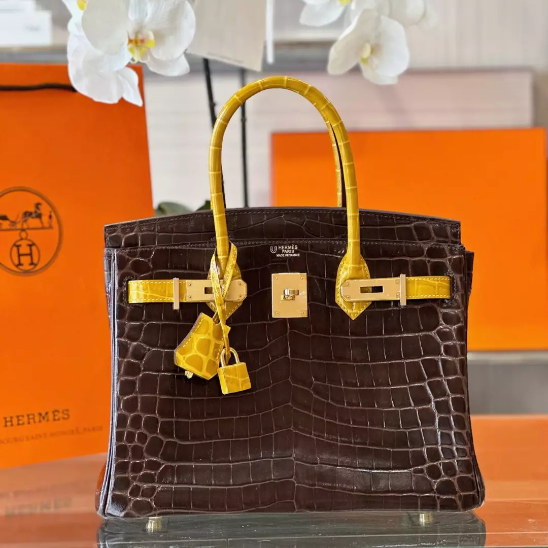 Hermes Birkin 30 Brown/Gold Genuine Crocodile Leather Gold Hardware – Custom Made