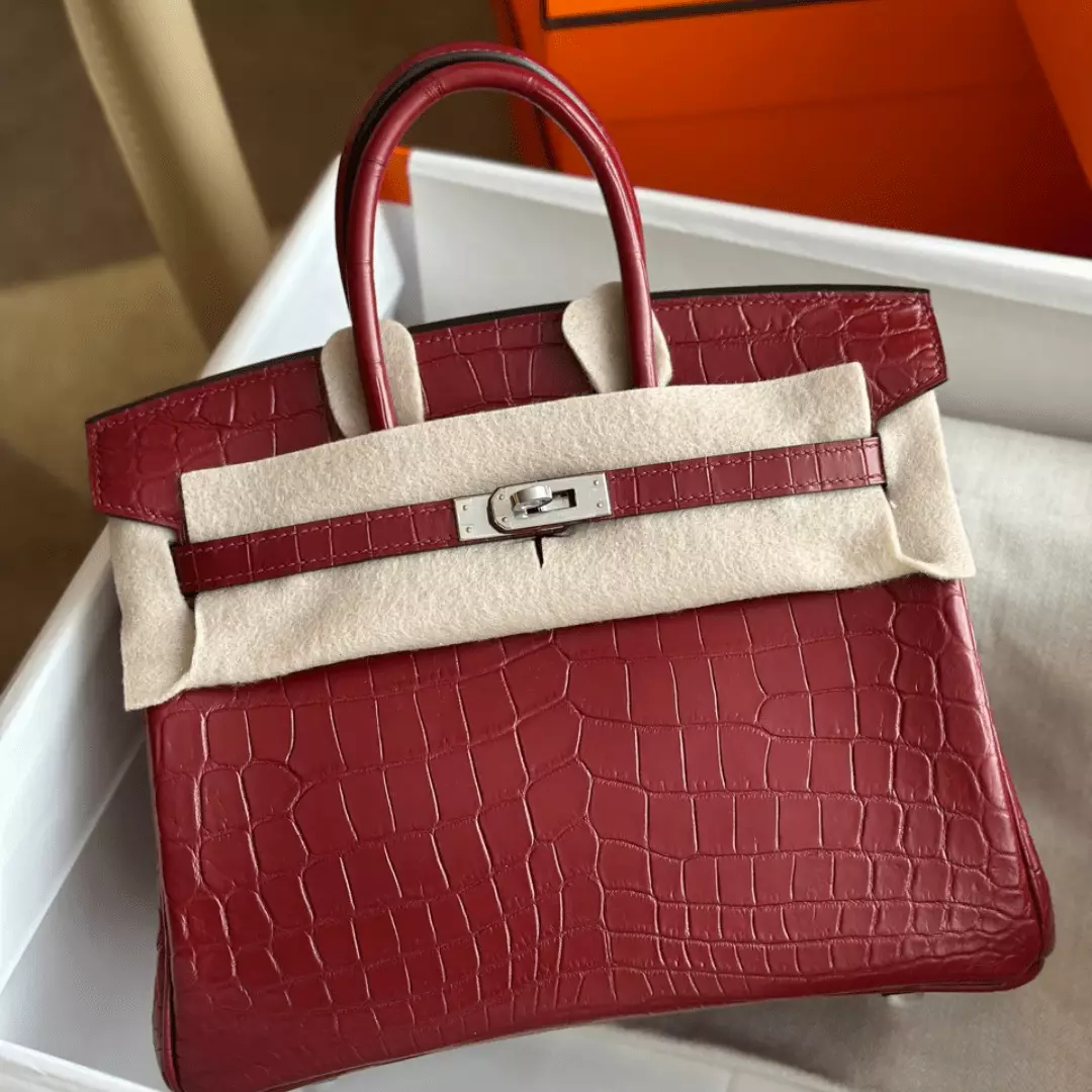 Hermes Birkin Woman’s Hand Sewing Like Auth Red Handbags 25cm