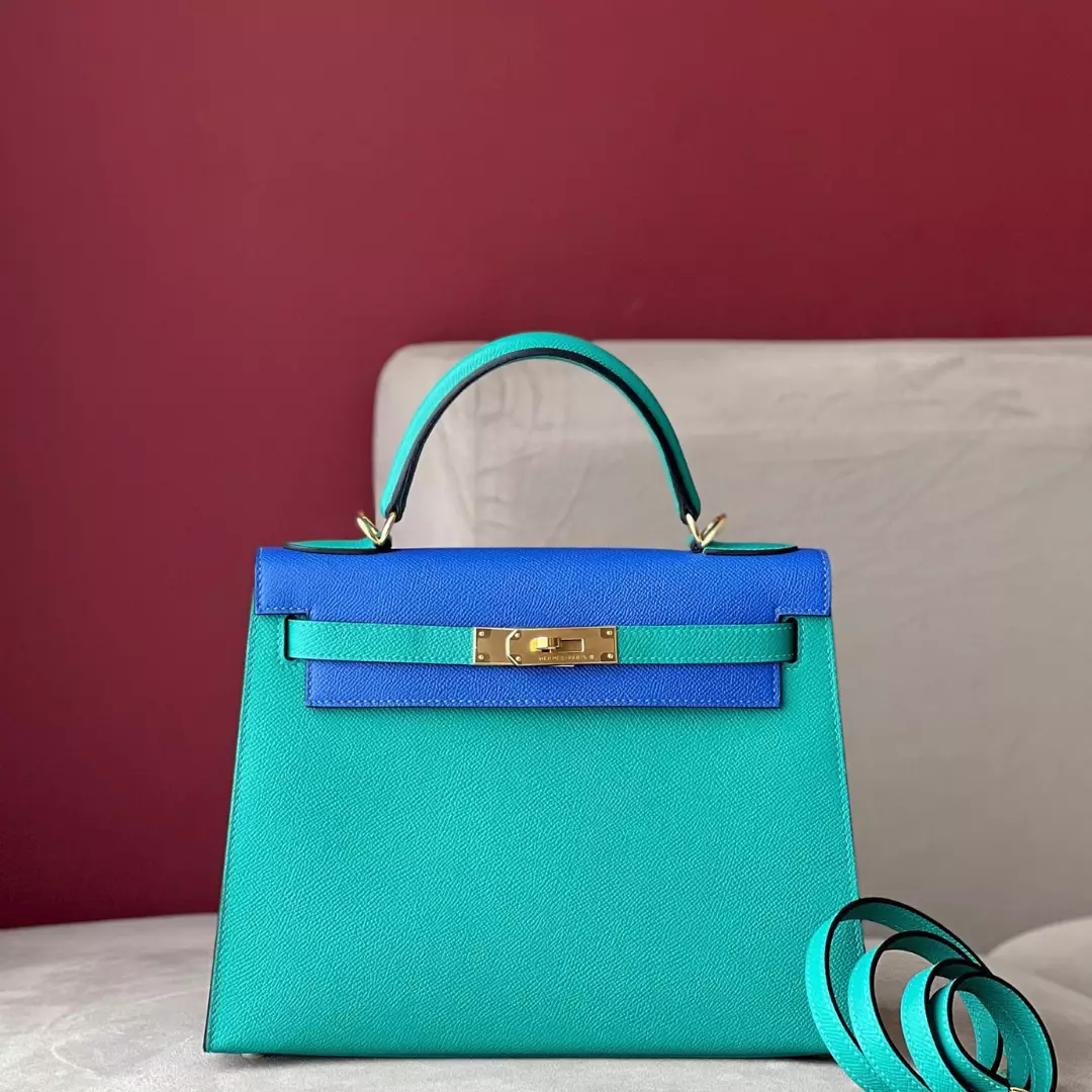 Hermes Kelly 28 Epsom Light Blue/ Electric Blue Palladium Hardware