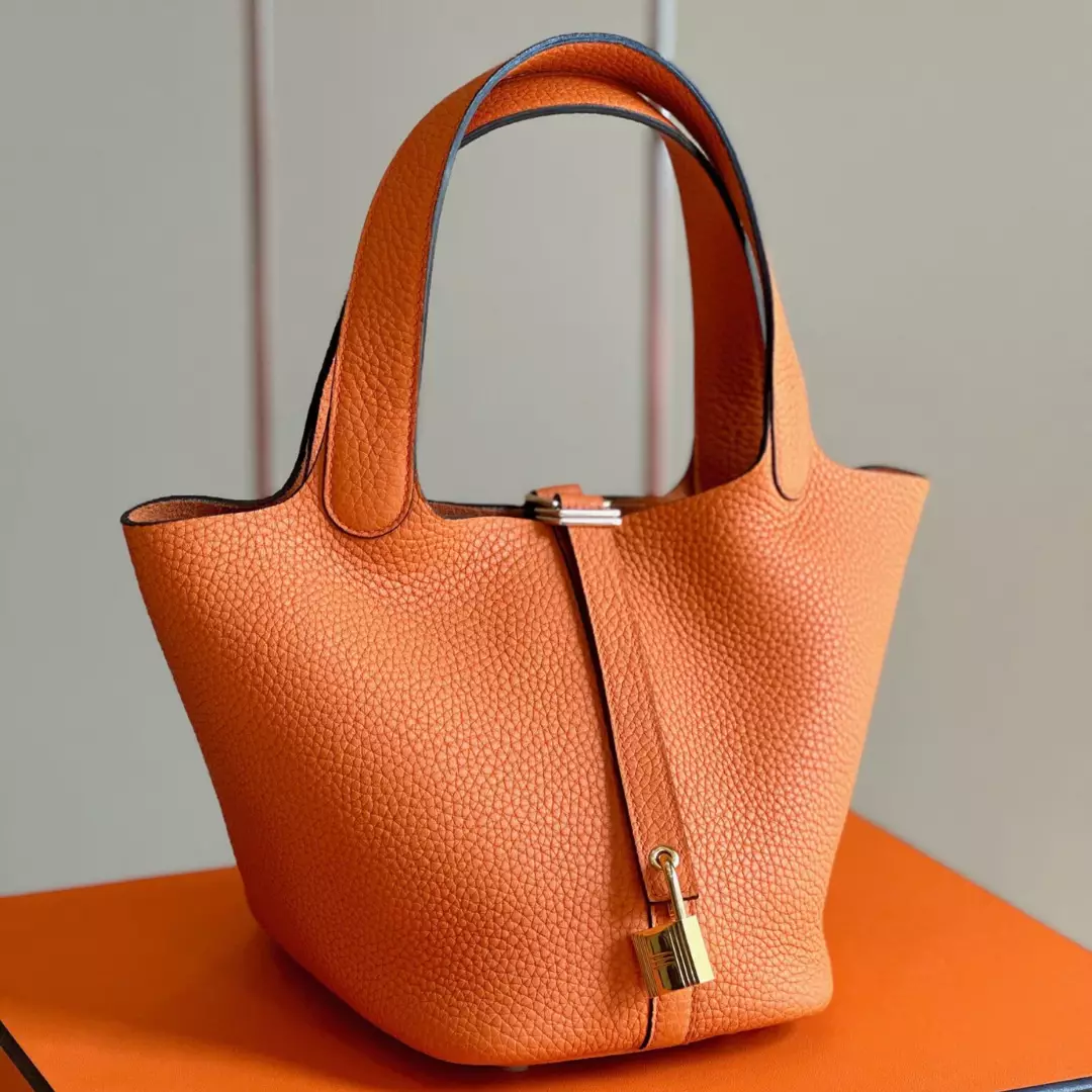 Hermes Picotin 18 Orange Togo Leather Gold Hardware