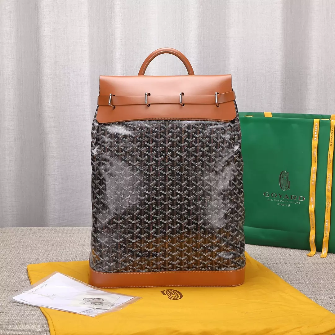 Goyard Black Goyardine & Brown Leather Steamer Bag