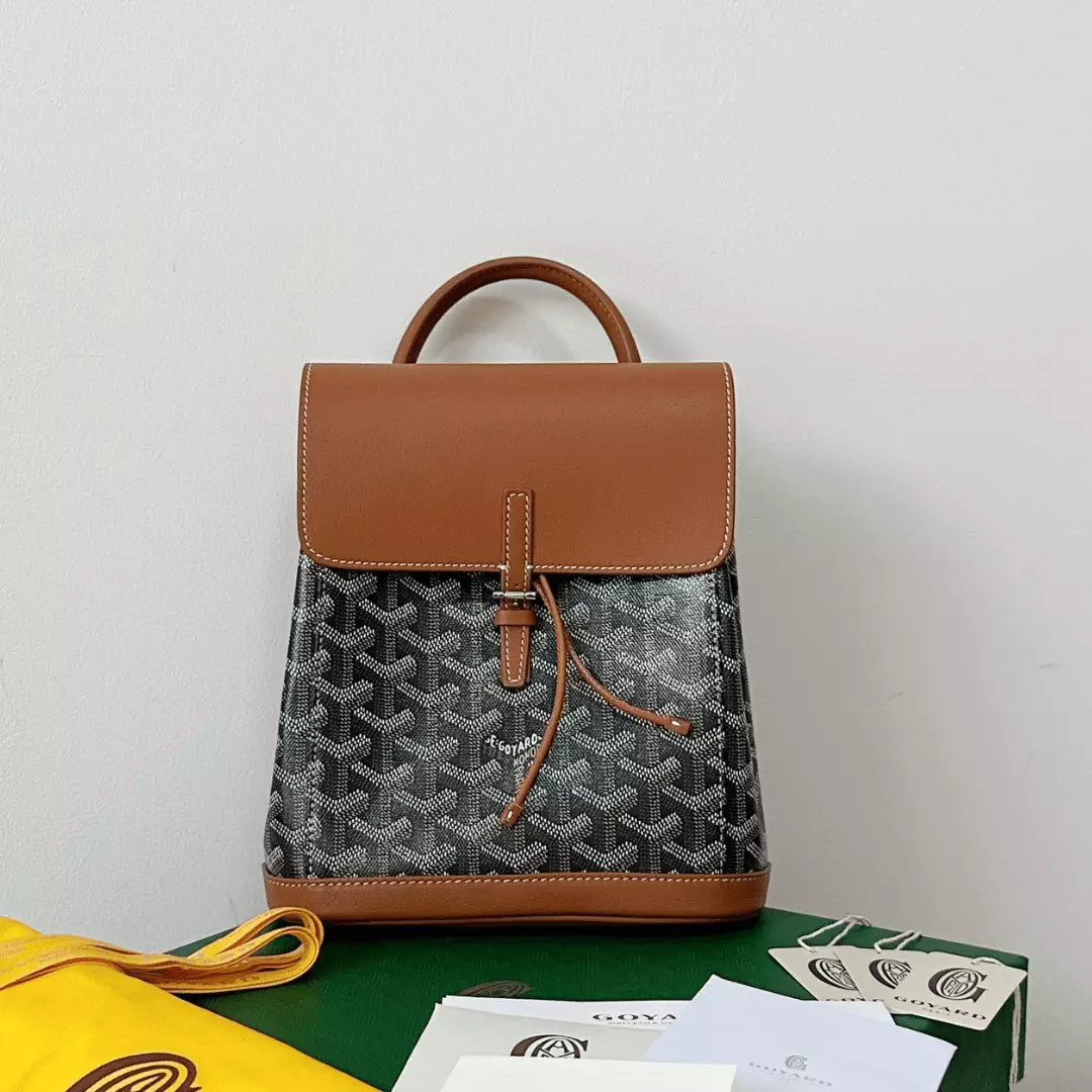 Goyard Mini Backpack Brown Super Quality Monogram Pattern Size 23x19cm