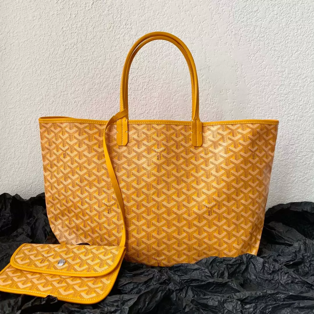 Goyard Yellow Goyardine Canvas & Chevroches Calfskin Saint Louis PM Tote