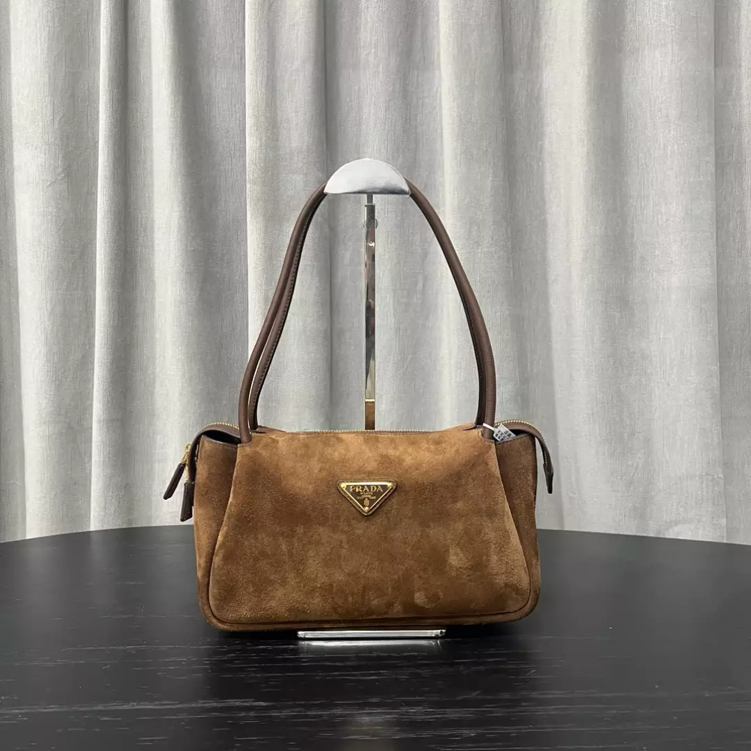 Prada Brown Medium Suede Shoulder Bag