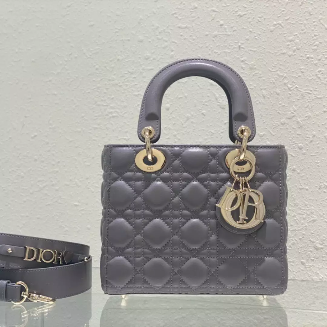 Dior Lady ABC Super Quality Gray Handbag 20cm