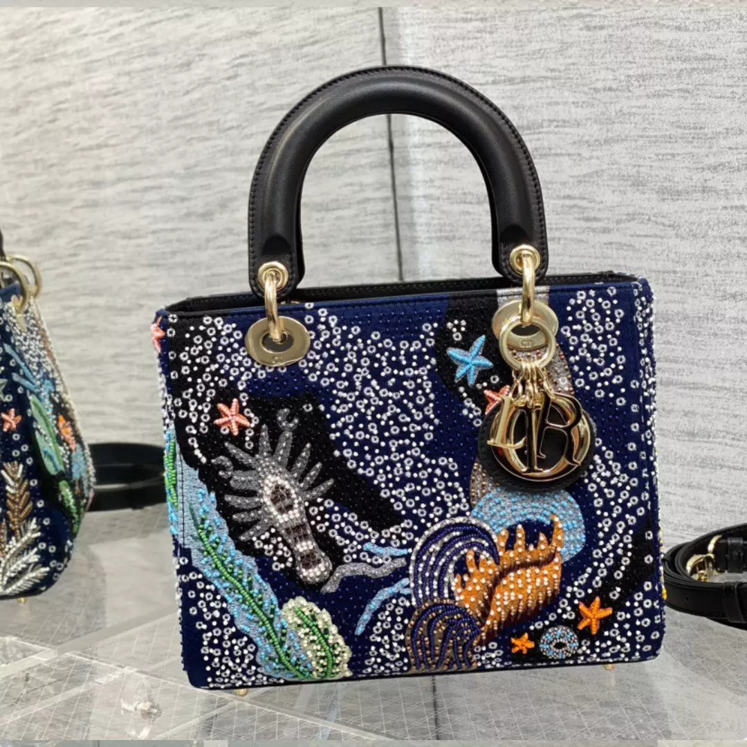 Dior Lady Handbag with Beaded Pattern Replica 11 High Quality 24cm