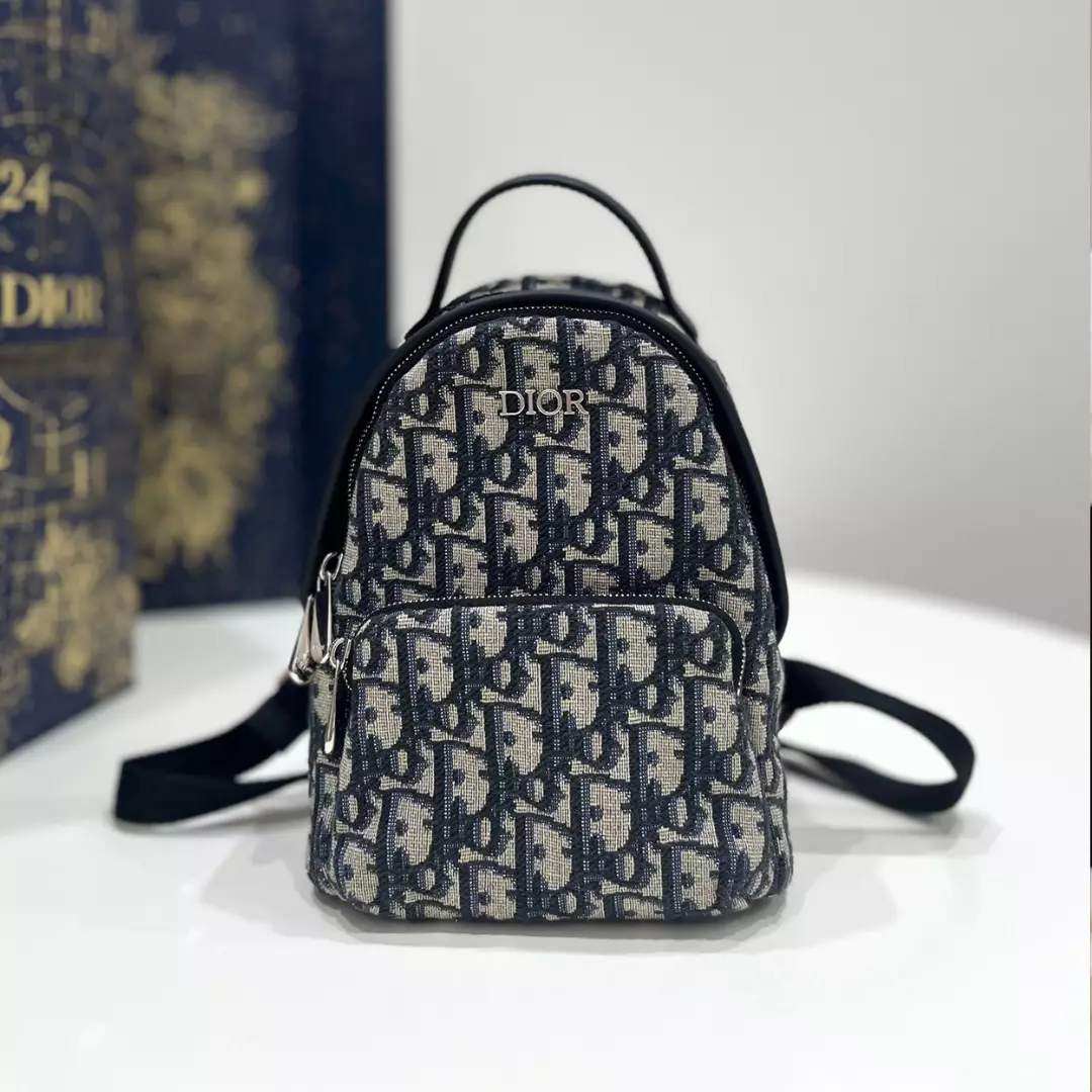 Dior Mini High-End Bag – Oblique Pattern Fabric (24x10x16cm)