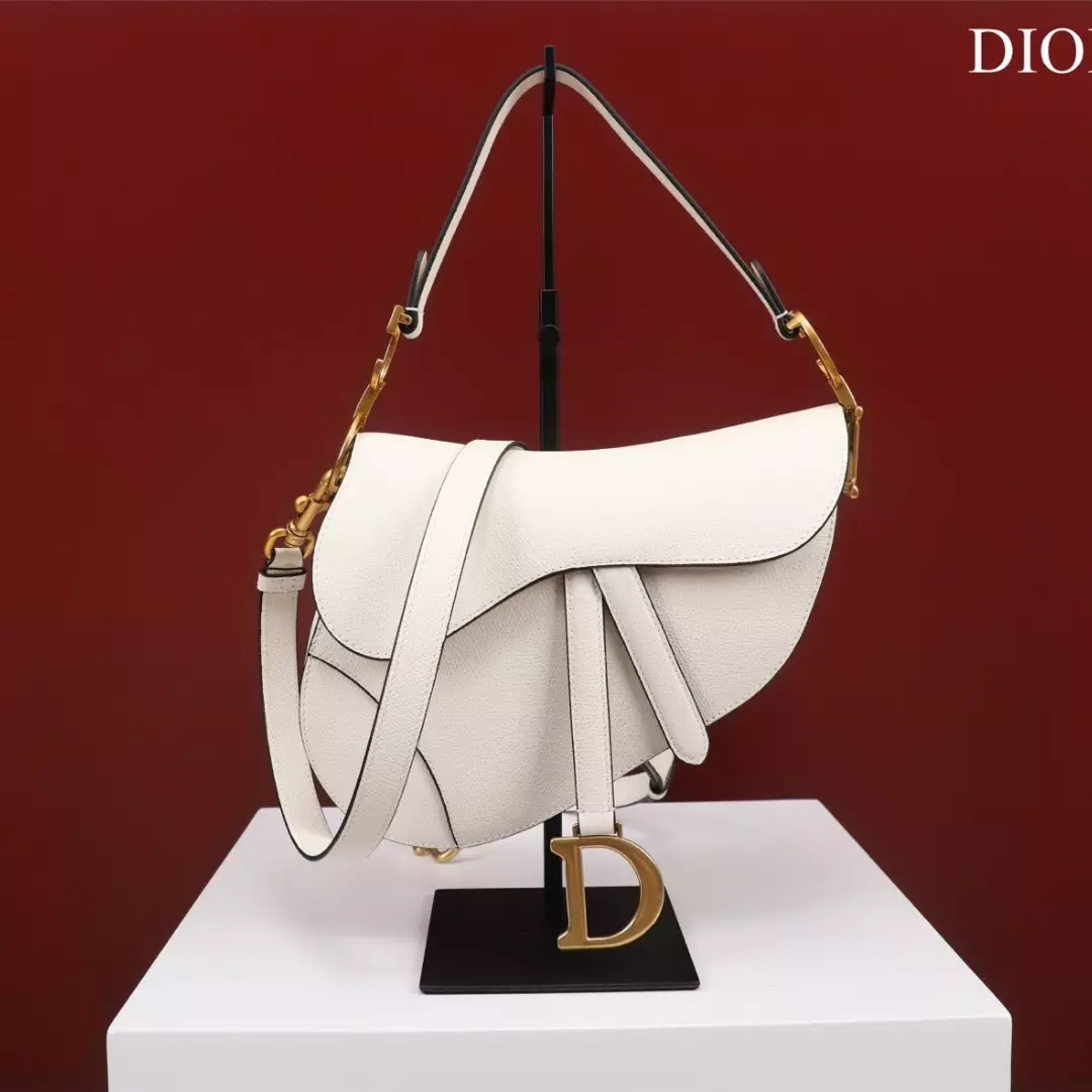Dior Saddle 11 Handbags White Color With Lock Yellow Gold 25x20x6.5cm