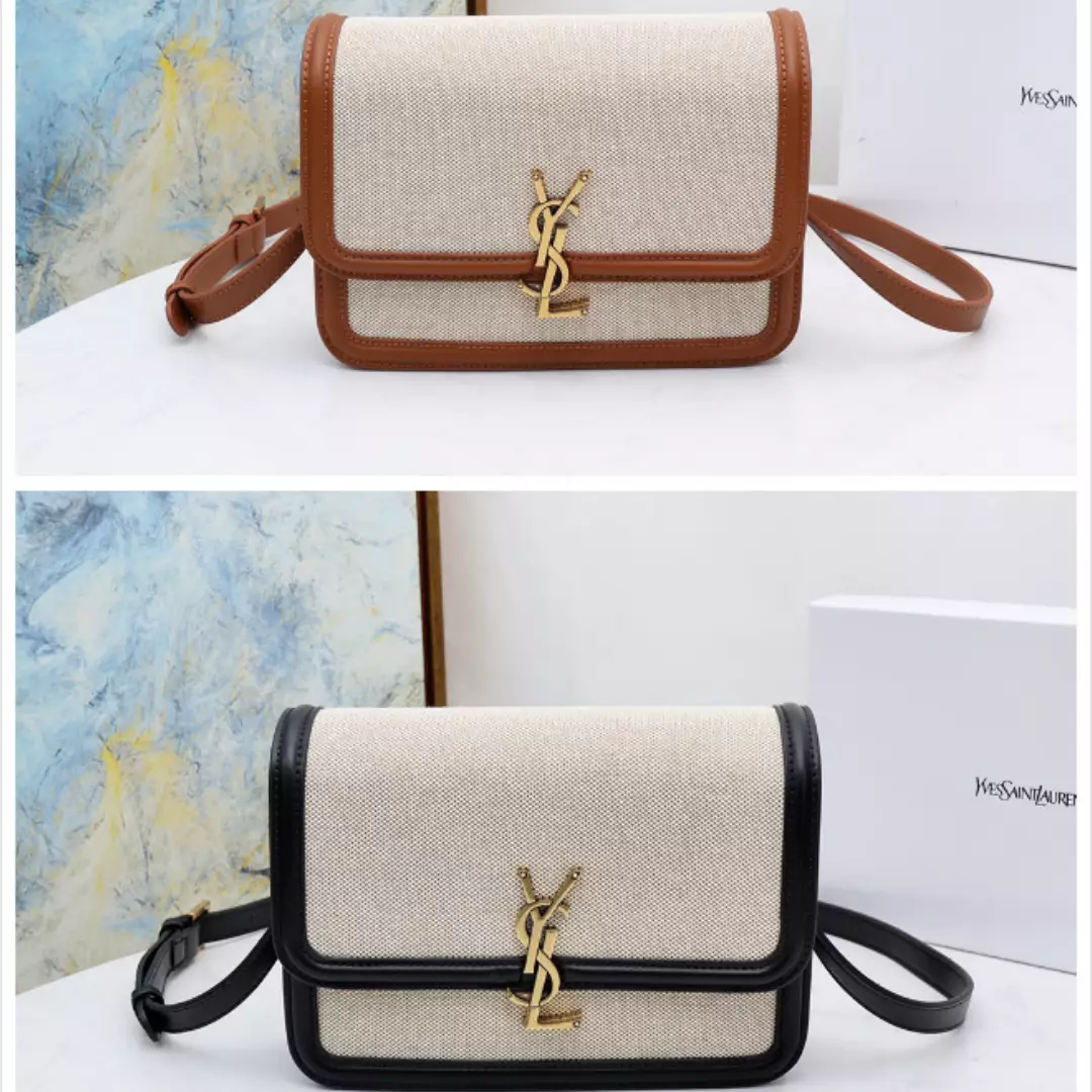 SAINT LAURENT Solferino Medium Cotton And Leather Shoulder Bag