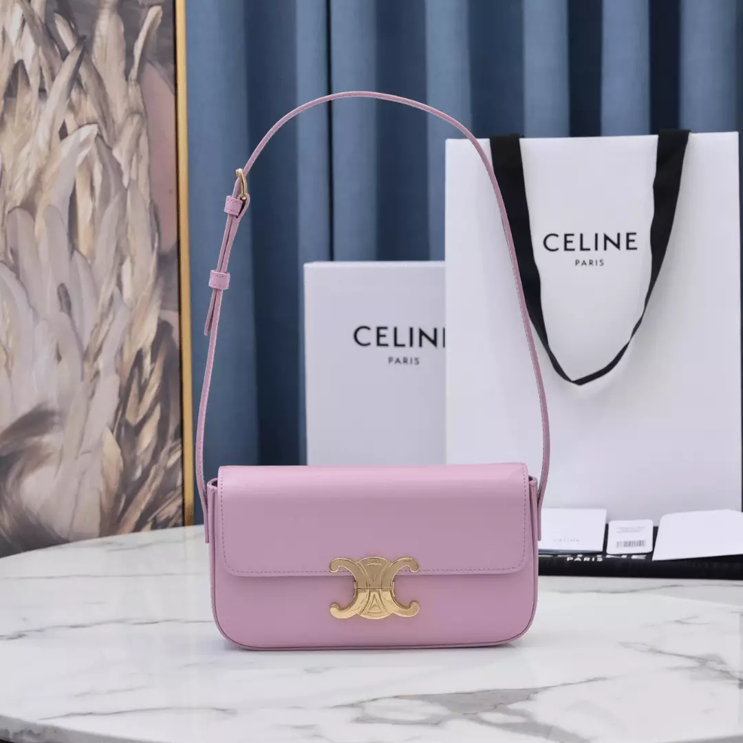 Celine Triomphe Handbag Replica 11 Pink Super Smooth Leather 20x12cm