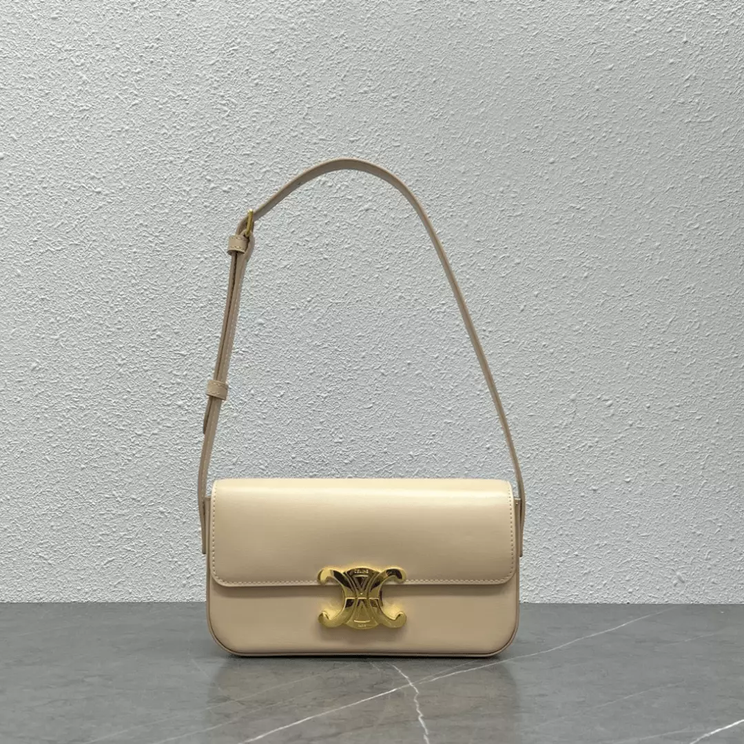 Celine Triomphe Handbag Replica Milky White Super Smooth Leather 20x12cm